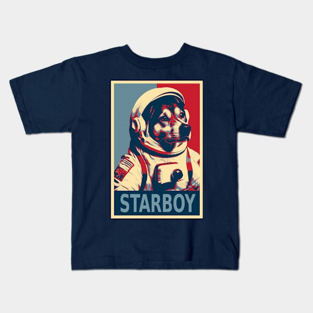 Starboy Astronaut Dog Funny HOPE Kids T-Shirt by DesignArchitect